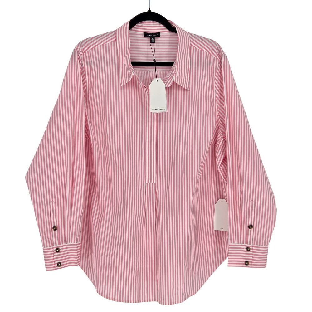 Universal Standard NEW Women Medium (XL) Elbe Popover Stretch Cotton Poplin Pink